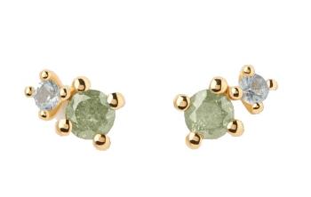 PDPAOLA Cercei din argint placați cu aur cu pietre de zircon Moss Colors AR01-C65-U