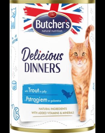 BUTCHER'S Delicious Dinners hrana pisici, pastrav in jeleu 400g