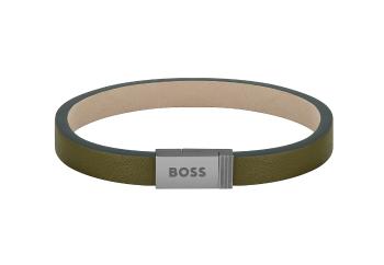 Hugo Boss Brățară modernă khaki din piele Jace 1580338 17,5 cm