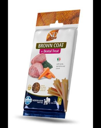 FARMINA N&amp;D Brown Dental Treat Coat Lamb Medium/Maxi 100 g batoane dentare pentru caine talie medie si mare, cu miel