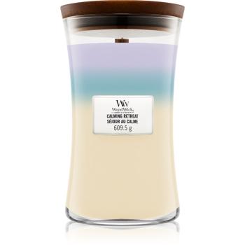 Woodwick Trilogy Calming Retreat lumânare parfumată cu fitil din lemn 609.5 g