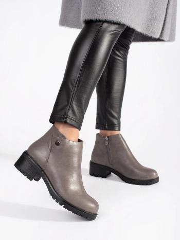 Botine gri elegante pentru femei pe platformă