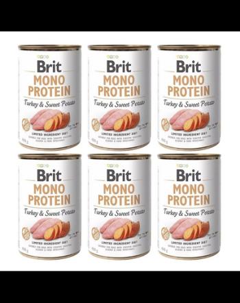 BRIT Mono Protein Turkey &amp; Sweet Potato 6x400 g hrana monoproteica pentru caini, curcan si cartof dulce