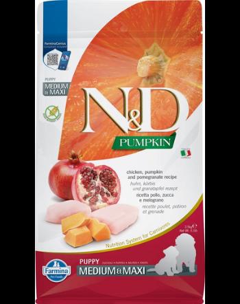 FARMINA N&amp;D Pumpkin Dog Puppy Medium&amp;Maxi hrana uscata catei de talie medie sau mare, cu pui, rodie si dovleac  2,5 kg