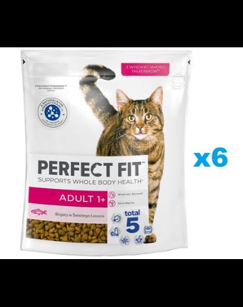 PERFECT FIT Adult 1+ 6x750 g Mancare uscata cu somon pentru pisica