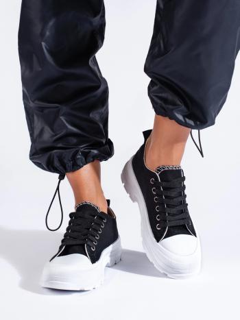 Adidași negri trendy pentru femei fără toc