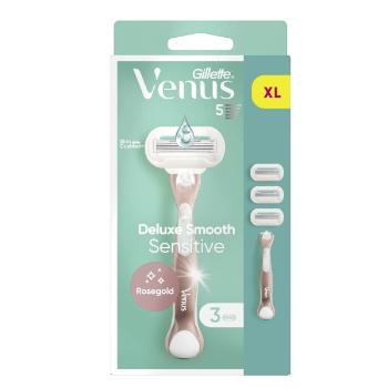 Gillette Aparat de ras Venus Deluxe Smooth Sensitive Rose Gold + 3 capete