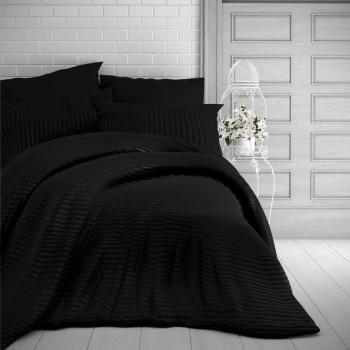 Lenjerie de pat Kvalitex Stripe, satin, negru, negru, 140 x 200 cm, 70 x 90 cm