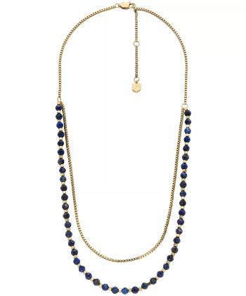 Fossil Colier dublu placat cu aur cu lapis lazuli All Stacked Up JA7247710