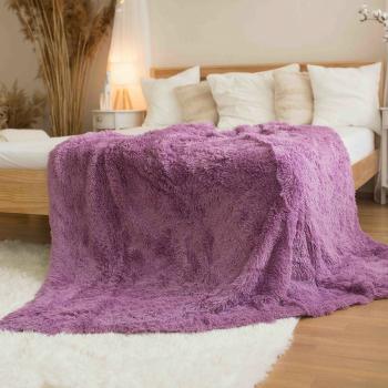 Jerry Fabrics Deka s dlouhým vlasem Riccia fialová, 150 x 200 cm, 150 x 200 cm
