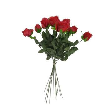 Buchet artificial de trandafiri roșii, 67 cm, 12buc