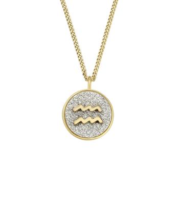 Fossil Colier placat cu aur cu semnul zodiacal Vărsător JOA00944710