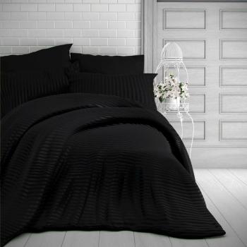 Lenjerie de pat Kvalitex Stripe, satin, negru, negru, 140 x 220 cm, 70 x 90 cm