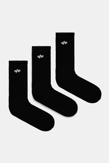 Bavlnené ponožky Alpha Industries Basic Socks 3 Pack 3-pak čierna farba, 156986