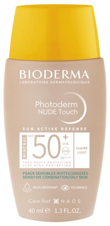 Bioderma Fluid tonifiant pentru ten mixt până la gras Photoderm Nude Touch Mineral SPF 50+ (Fluid) 40 ml Light