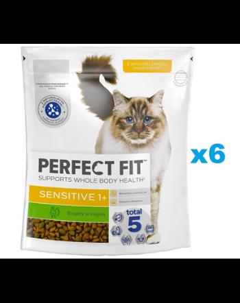 PERFECT FIT Sensitive 1+ 6x750 g set de hrana uscata pentru pisici adulte bogata in curcan