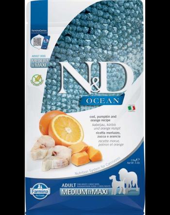 FARMINA N&amp;D Ocean Dog Adult Medium/Maxi Hrana caini adulti, cu cod, dovleac si portocale 2,5 kg