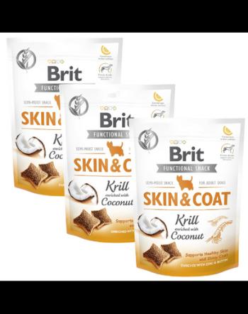 BRIT Care Dog Functional Snack skin&amp;coat Krill 3x150 g recompense caini piele si blana