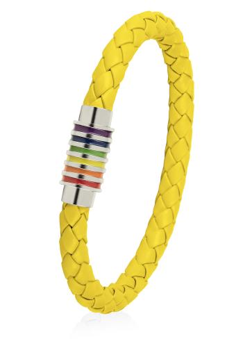 Troli Brățară din piele galbenă cu închizătoare colorată