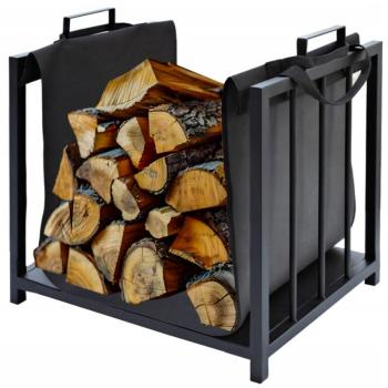 Suport metalic Aldotrade pentru lemne cu geantă detransport, 51 x 37 x 50,5 cm