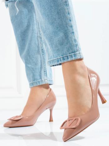 Pantofi clasici pentru femei bej pe toc stiletto