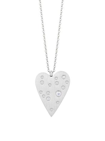 Preciosa Colier de lux din oțel cu zircon cubic Heart Beat Glamour 7478 00