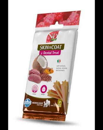 FARMINA N&amp;D Quinoa Dental Treat Skin Coat Venison Medium/Maxi 100 g Batoane pentru caine talie medie si mare, cu vanat