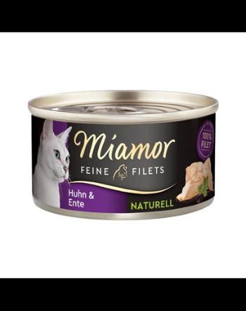 MIAMOR Feine Filets Naturell Chicken&amp;Duck 80g pui si rata in sos propriu, hrana pisica