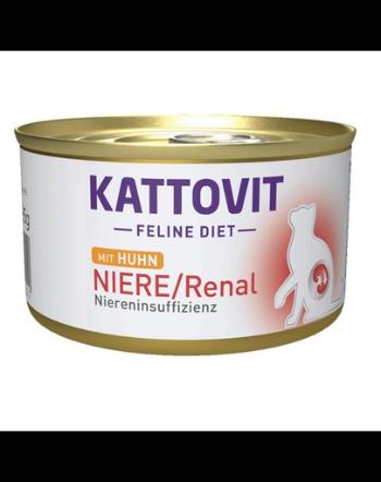 KATTOVIT Feline Diet Niere/Renal hrana umeda dietetica pentru pisici cu afectiuni ale rinichilor, cu pui 85 g