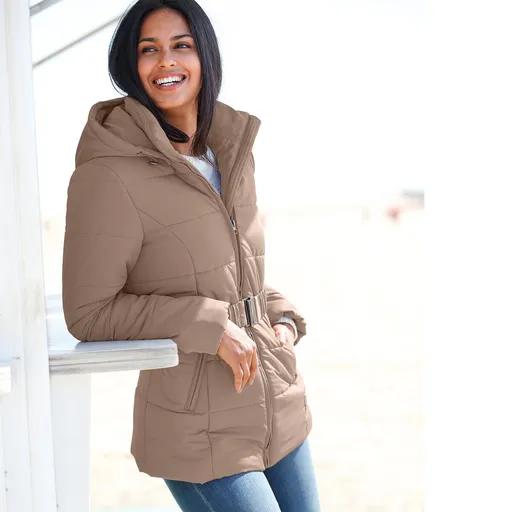 Jachetă scurtă matlasată cu curea