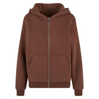 Build Your Brand Hebká dámska mikina na zips Fluffy - Čokoládová | L