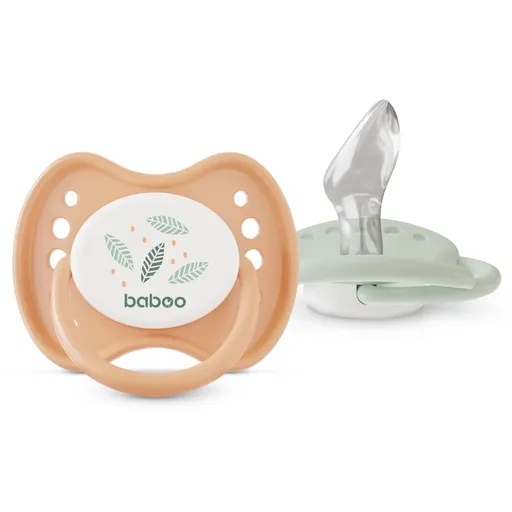 Baboo Soothers Silicone Orthodontic with Case suzetă Peachy Keen 0-6 m 2 buc