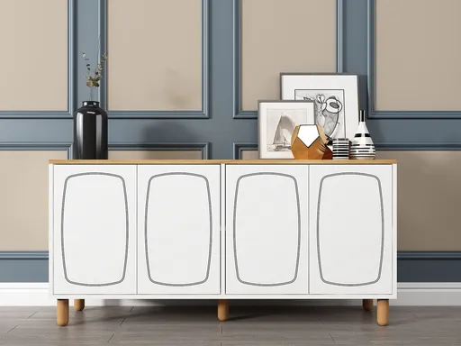 Consola, Hanah Home, Yekta, 150x73x36 cm, PAL, Stejar Safir / Alb