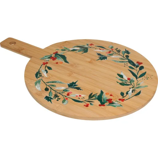 Tablă de servire de Crăciun din bambus Coroană I, verde închis