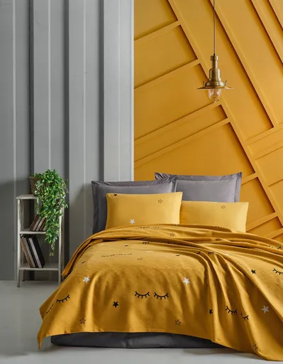 Cuvertura matlasata dubla, L'essentiel Maison, Dide 023861, Galben