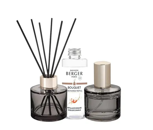 Maison Berger Paris Set cadou difuzor de aromă Rosalie gri + reumplere și spray Strălucire intensă