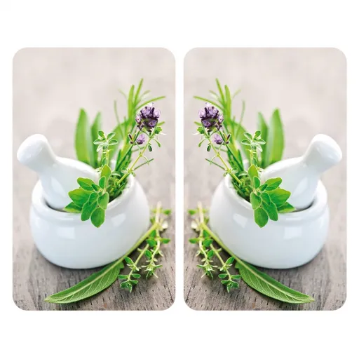 Set 2 protectii universale pentru aragaz Herb Garden, Wenko, sticla/termoplastic, 30 x 52 cm, multicolor