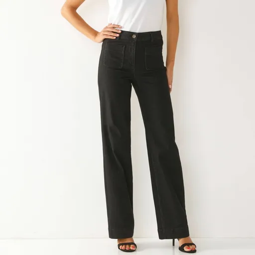 Blugi lați, cu talie înaltă, dacă aveți sub 160 cm înălțime, lungimea interiorului 73 cm