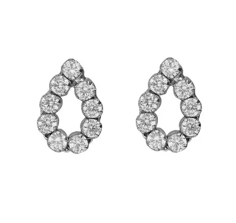 Victoria Cruz Cercei eleganți din argint cu cristale Teardrop Lieve A5533-07HT