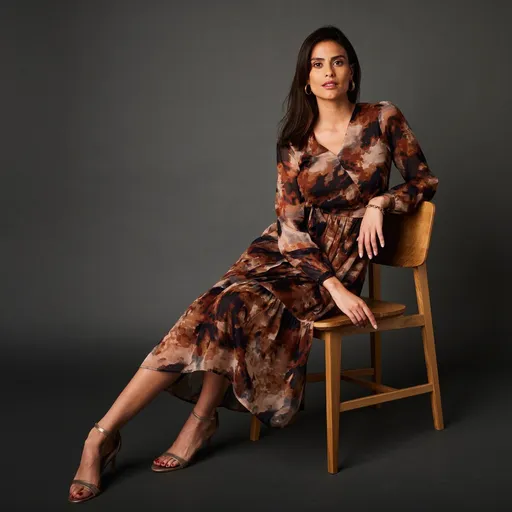 Rochie lungă cu imprimeu original