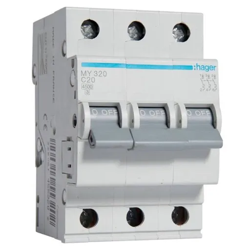 Siguranta automata 3P, 20A, 4,5kA, C, Hager MY320