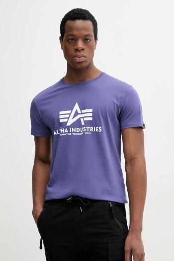Bavlnené tričko Alpha Industries Basic T-Shirt pánske, fialová farba, s potlačou, 100501