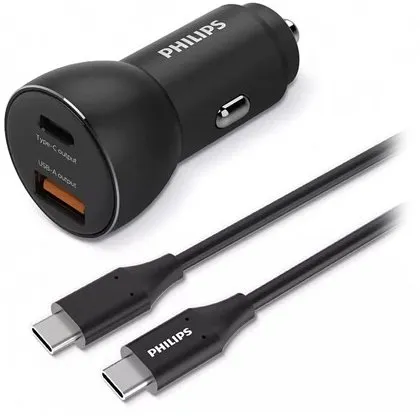 Incarcator Auto 36w USB-A SI USB Tip C PHILIPS PH-DLP2521C, cablu USB inclus, ultra fast charge