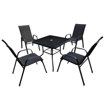 Aldotrade Set mobilier de grădină IDA, negru, 5buc