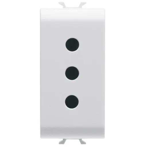 Priza italiana 1 modul Gewiss Chorus GW10201, 2P+E 10A - tip iesire P11, alb