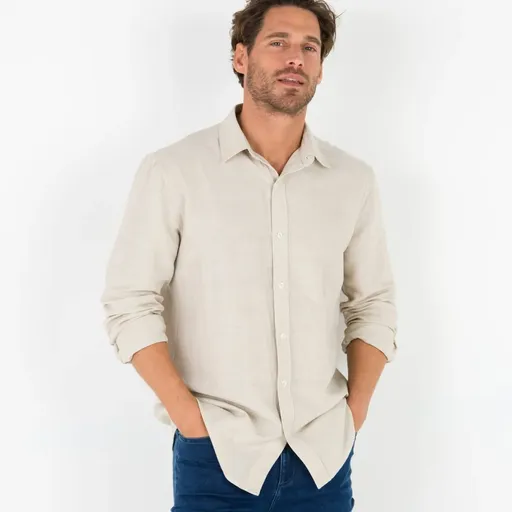 Cămașă din bumbac și in stretch cu mâneci lungi