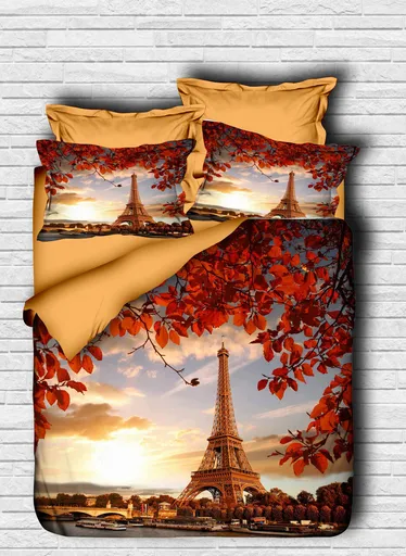 Lenjerie de pat dubla Super King (EU) (IT), 3 piese, L'essentiel Maison, 144, Brown / Blue / White