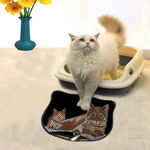 Covoras litiera pentru colectarea granulelor de nisip, Paws & Whiskers, Kdkafa0012, 50% PVC/50% poliester, Multicolor