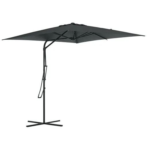 Outsunny Umbrelă de soare pătrată de exterior 2,5 x 2,5 m, umbrelă de grădină protecție UV bază cruciformă inclusă gri închis | Aosom Romania