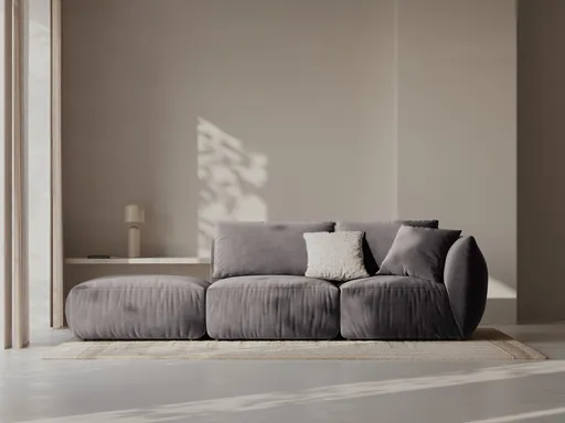 Canapea modulara 3 locuri cotiera stanga, Chris-184, Micadoni Home, 315x100x80 cm, catifea, gri inchis